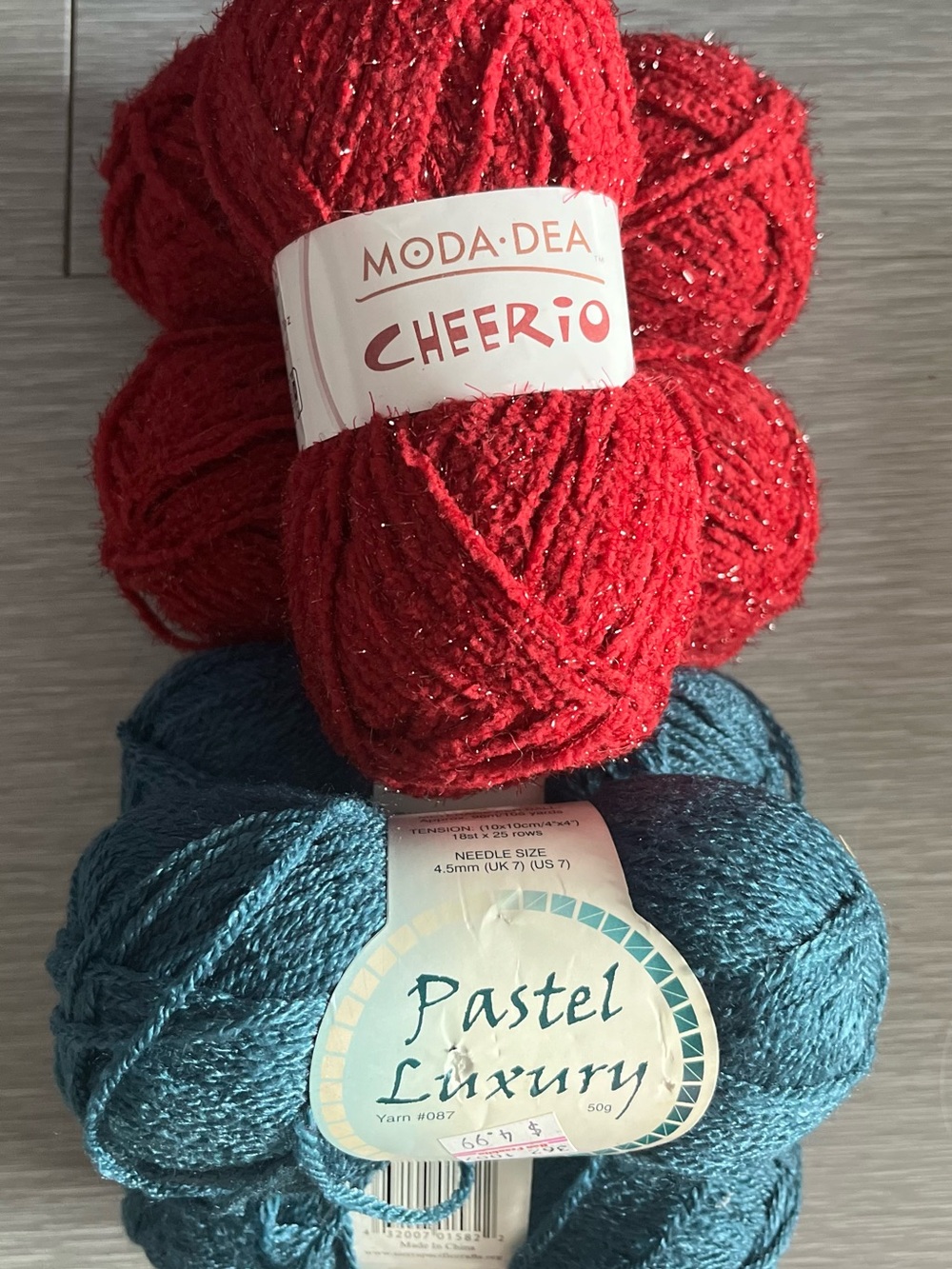 Yarn Lot 6 Pastel Luxury Lapis Moda-Dea Cheerio Ruby Metallic Accent